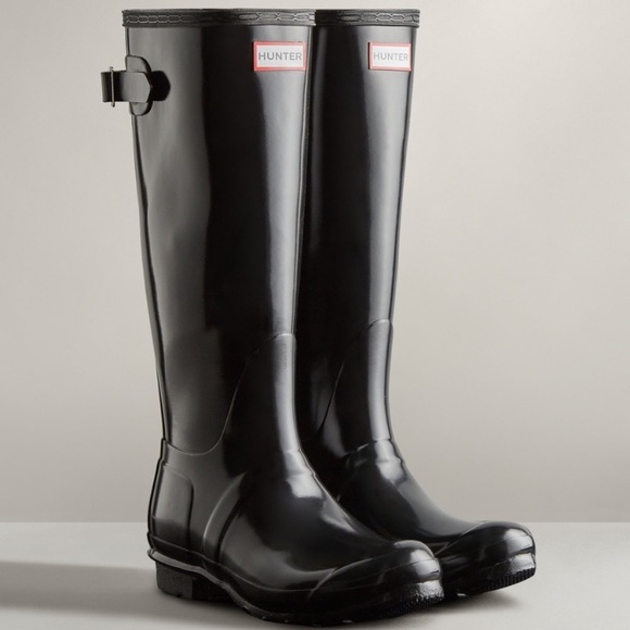 Black Glossy Hunter boots tall - Picture 2 of 6